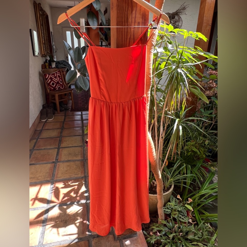 Aritzia Babaton Orange Spaghetti Strap Sundress